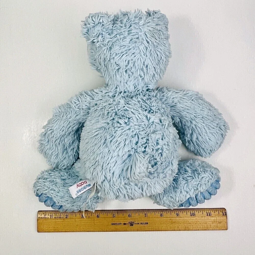 Aurora Baby Light Blue Polar Bear Plush Shaggy Floppy Ribbed Feet Stuffed Animal